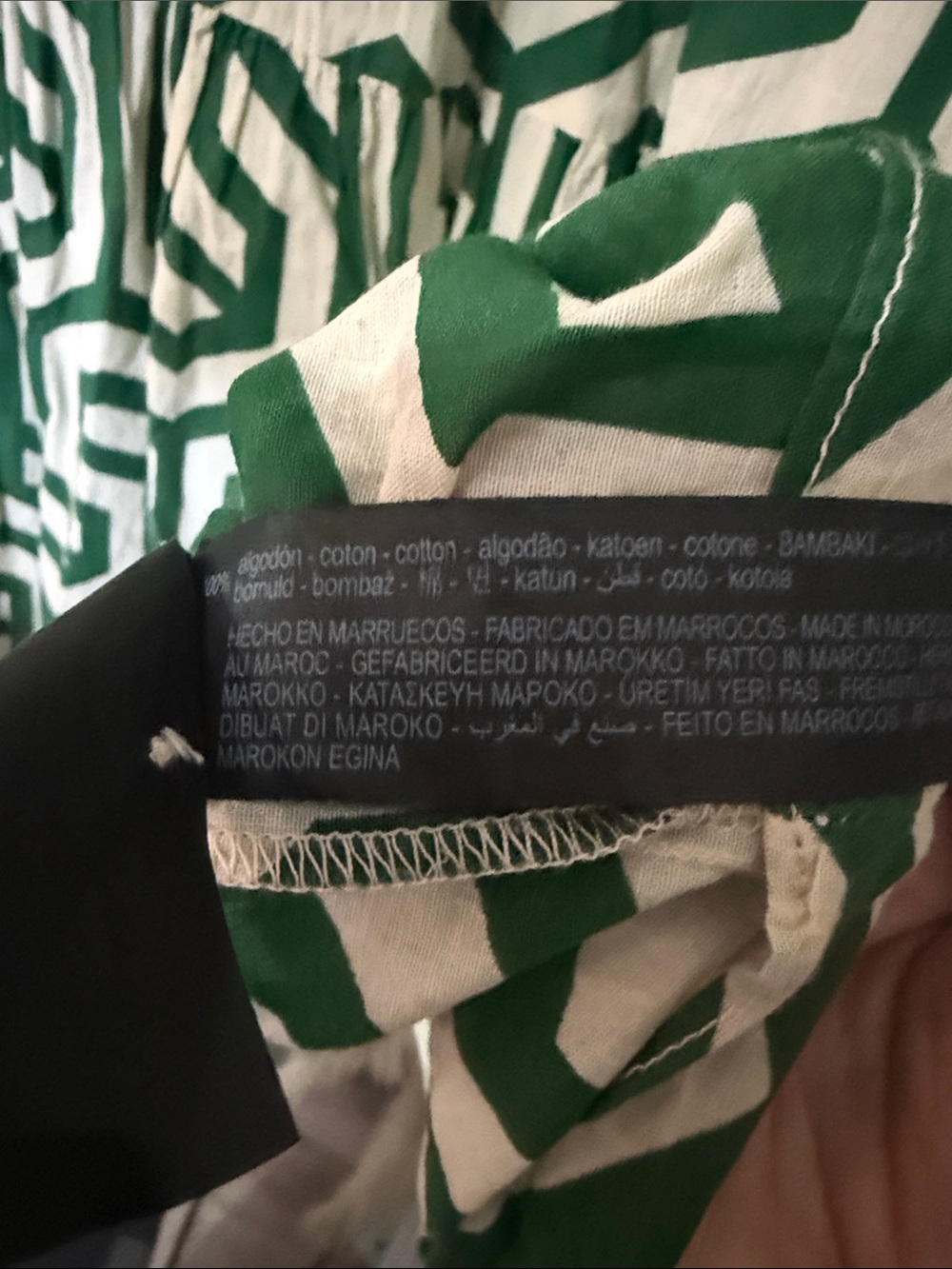 Zara White & Green Geometric Tiered Karen Midi Dress in Size Small. 100% Cotton - Picture 4 of 4